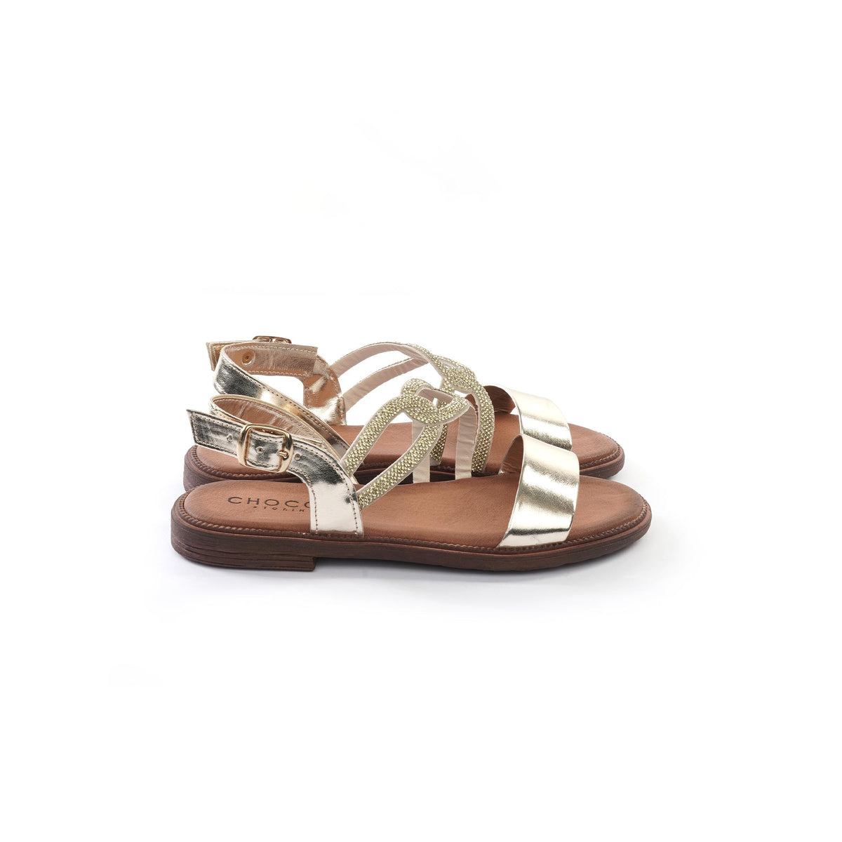 SANDALO FLAT STRASS PLATINO<BR/> 
