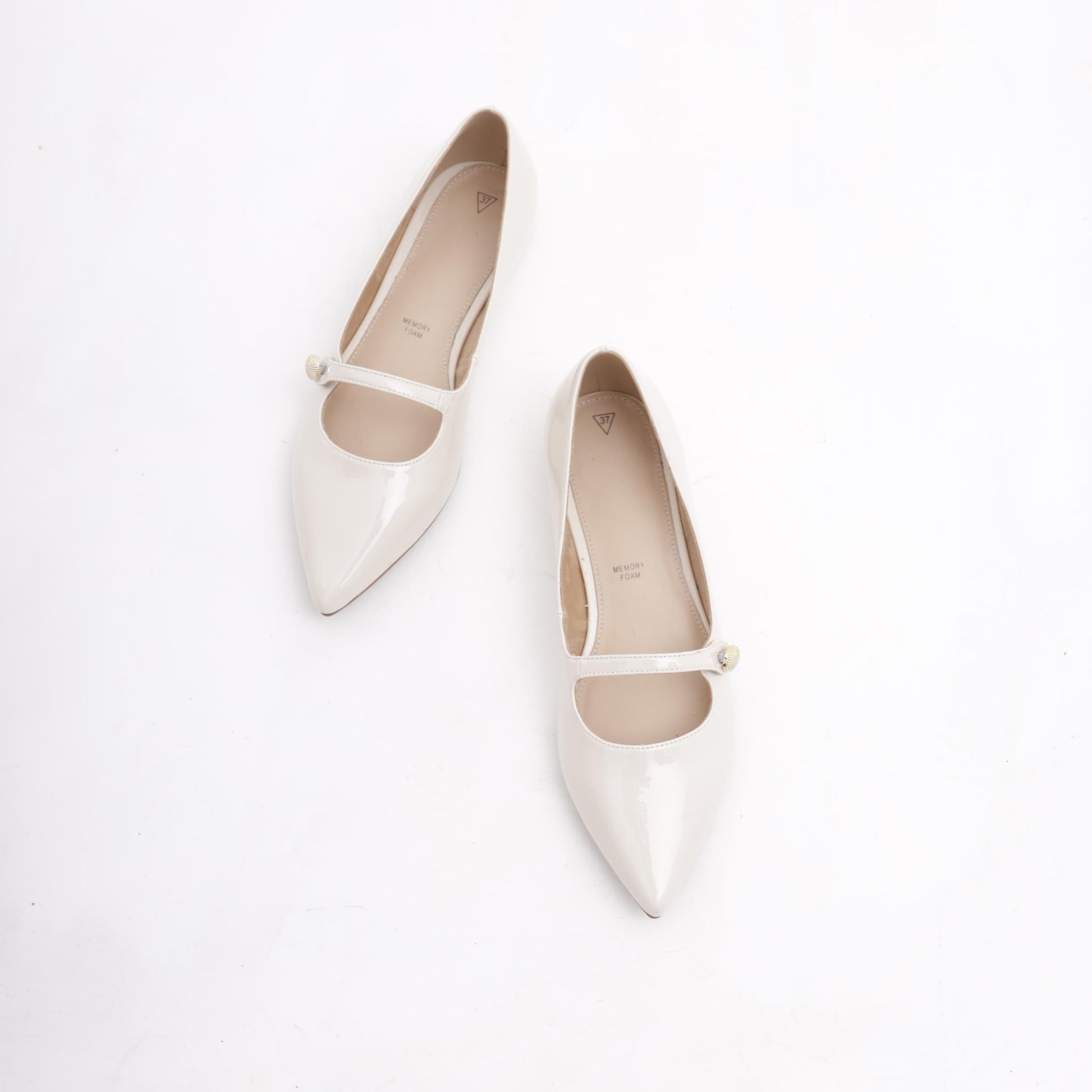 DECOLLETE' FLAT CINTURINO PANNA 