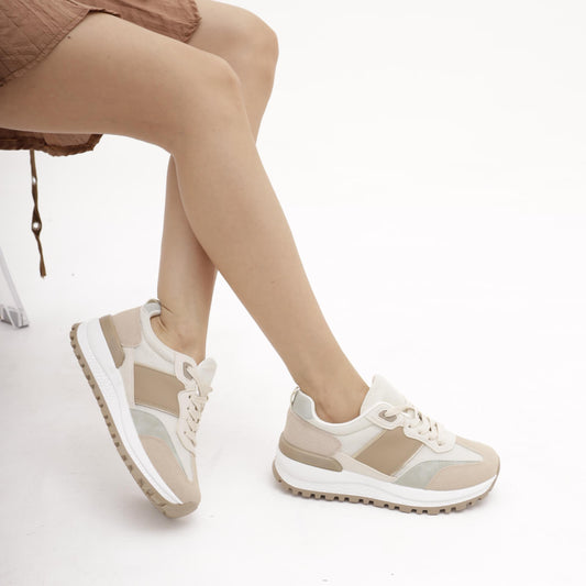 SNEAKERS RUNNING BEIGE<BR/> 