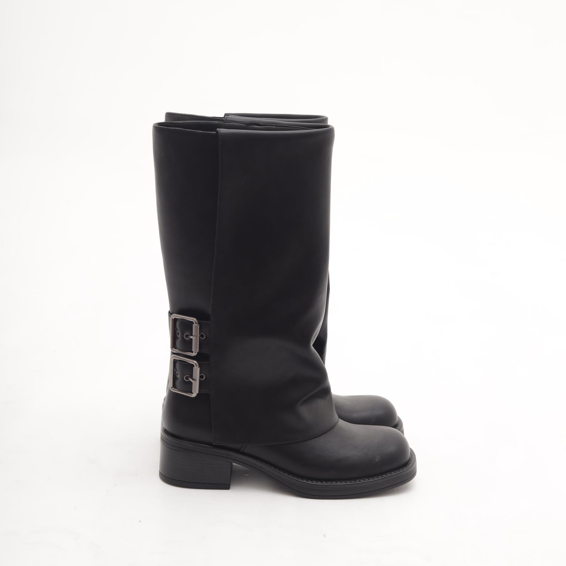 BIKER RISVOLTATO DOPPIA FIBBIA NERO MP2707-1PUNE CHOCOLA