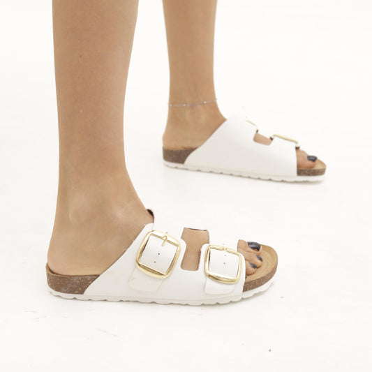 SANDALO BIO DOPPIA FASCIA BIANCO 
