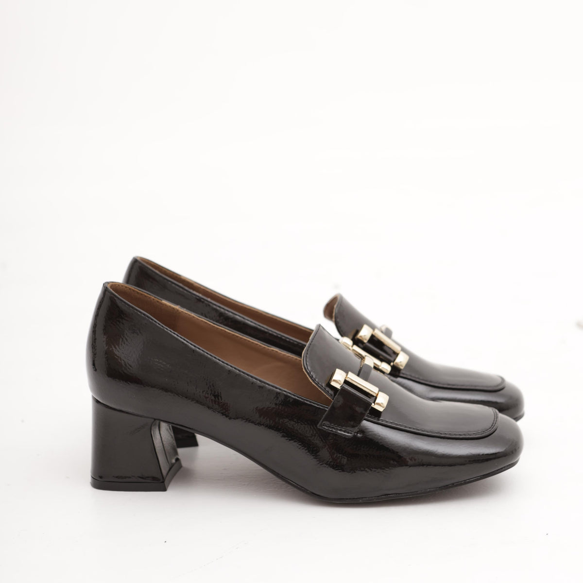 MOCASSINO TACCO MORSETTO GOLD NERO 