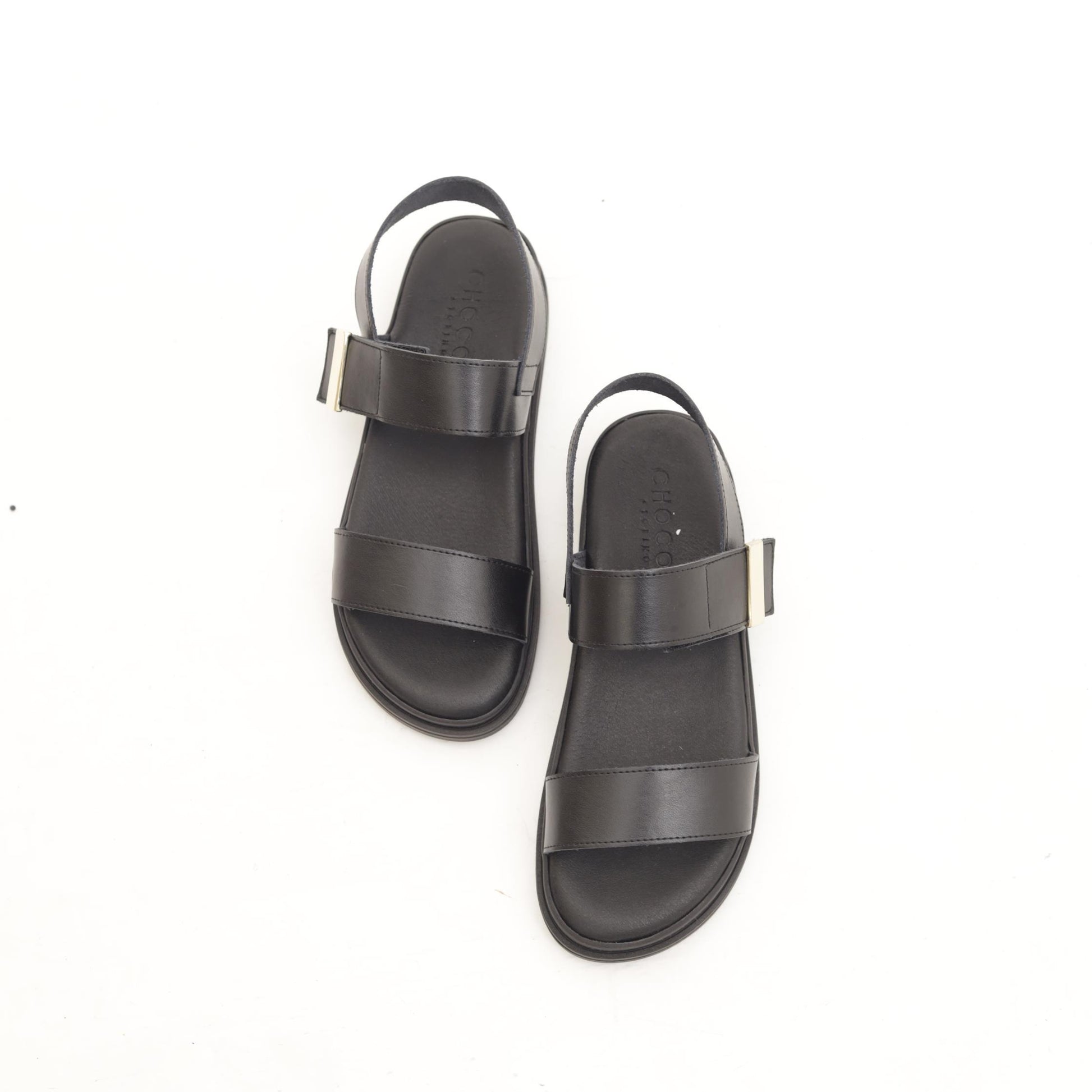 SANDALO VELCRO VERA PELLE NERO 