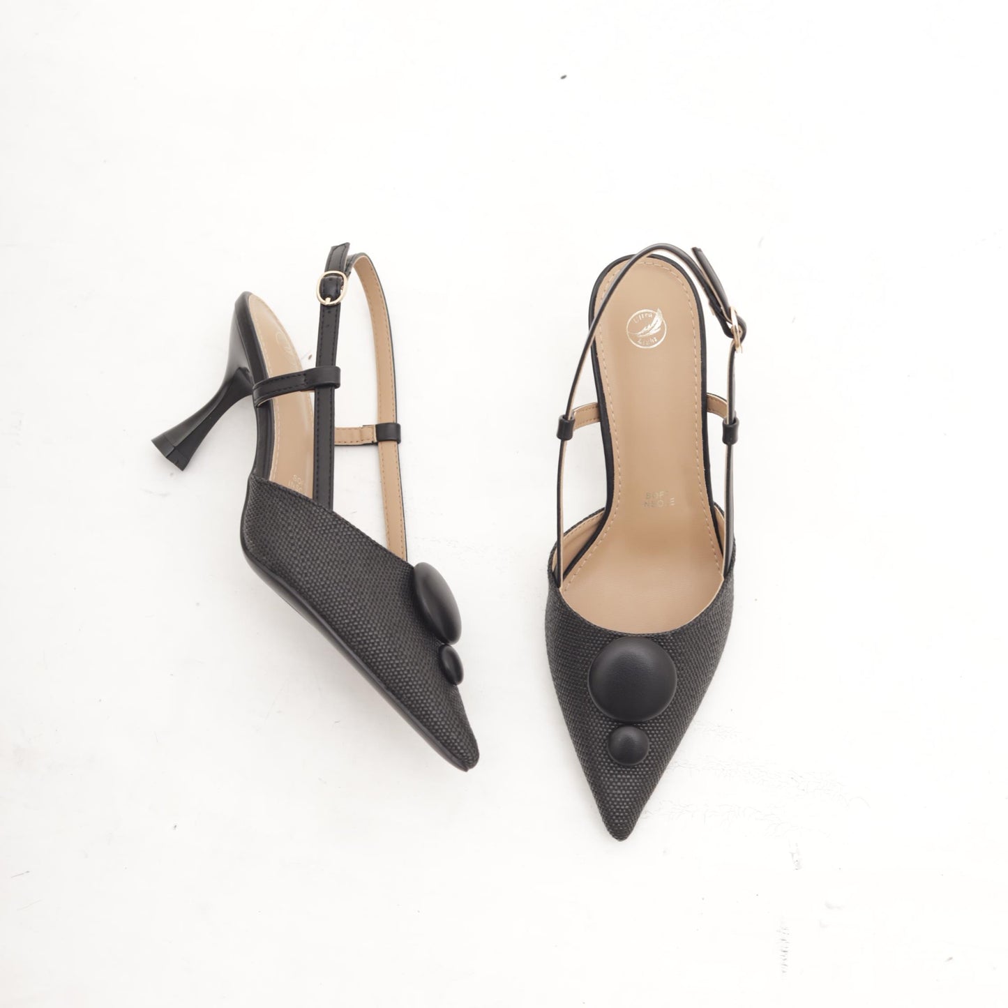 SLINGBACK RAFIA GOCCE NERO 
