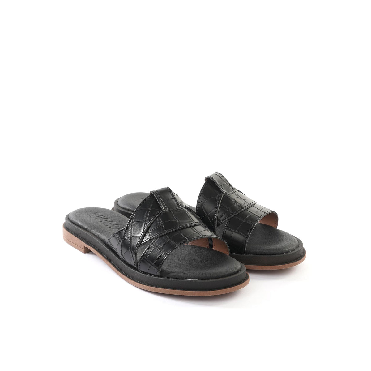 CIABATTINA INTRECCIATA COCCO NERO<BR/> 