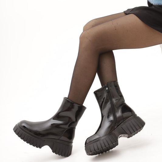 STIVALETTO LISCIO PLATFORM NERO MP733-2VENE CHOCOLA