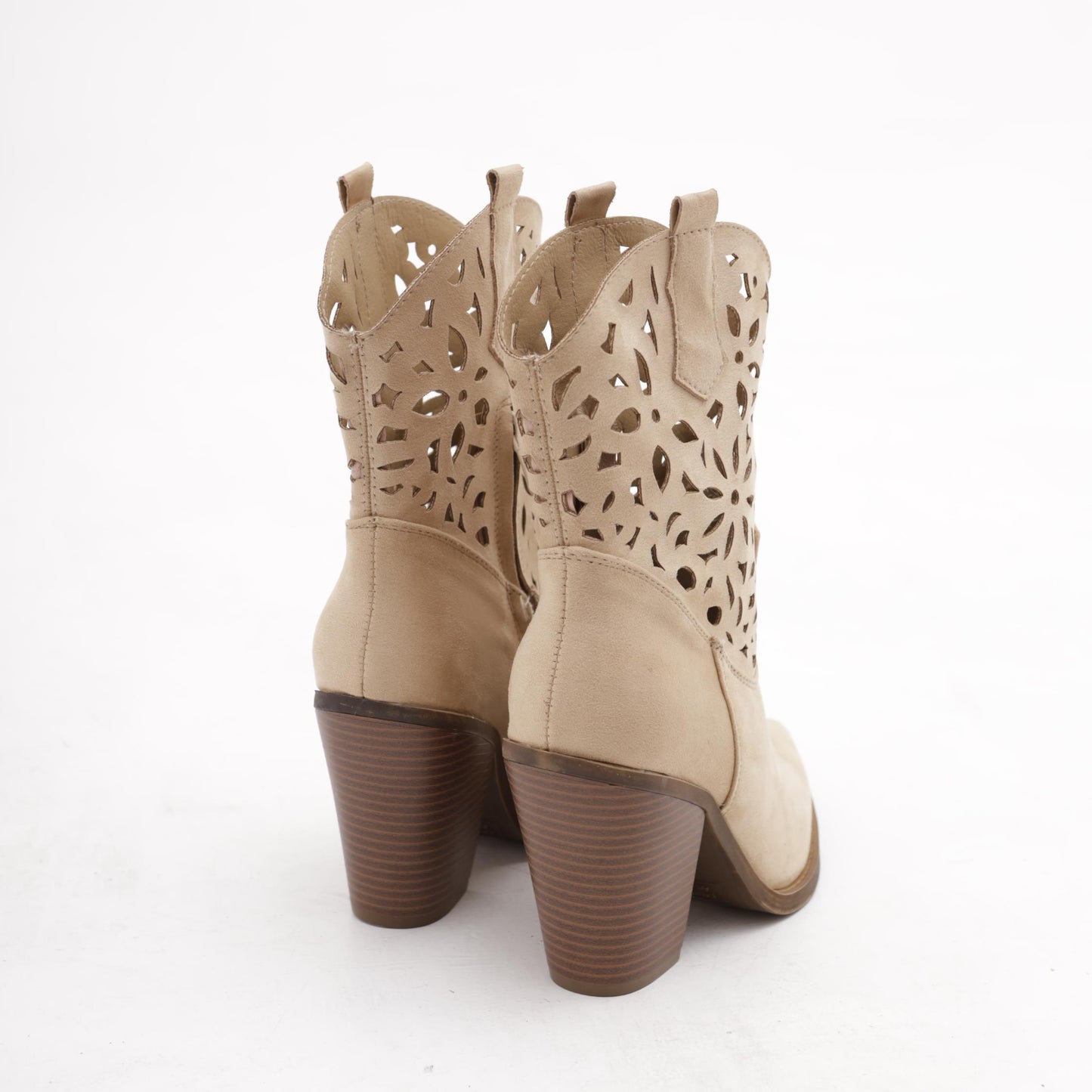 STIVALETTO TEXANO TRAFORATO TORTORA<BR/> 