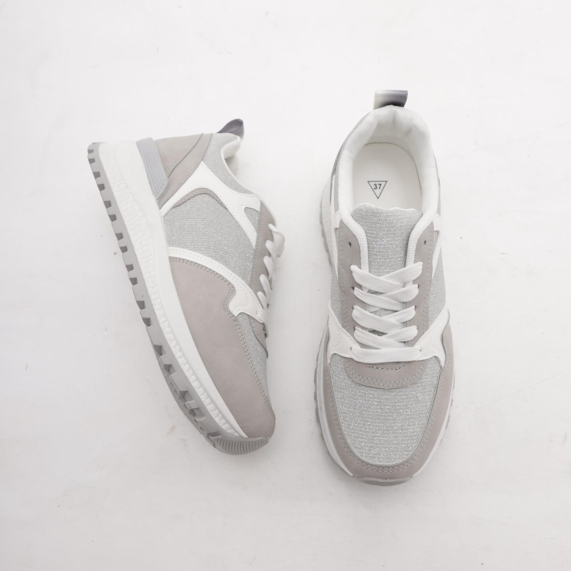 SNEAKERS RUNNING SHINY GRIGIO<BR/> 