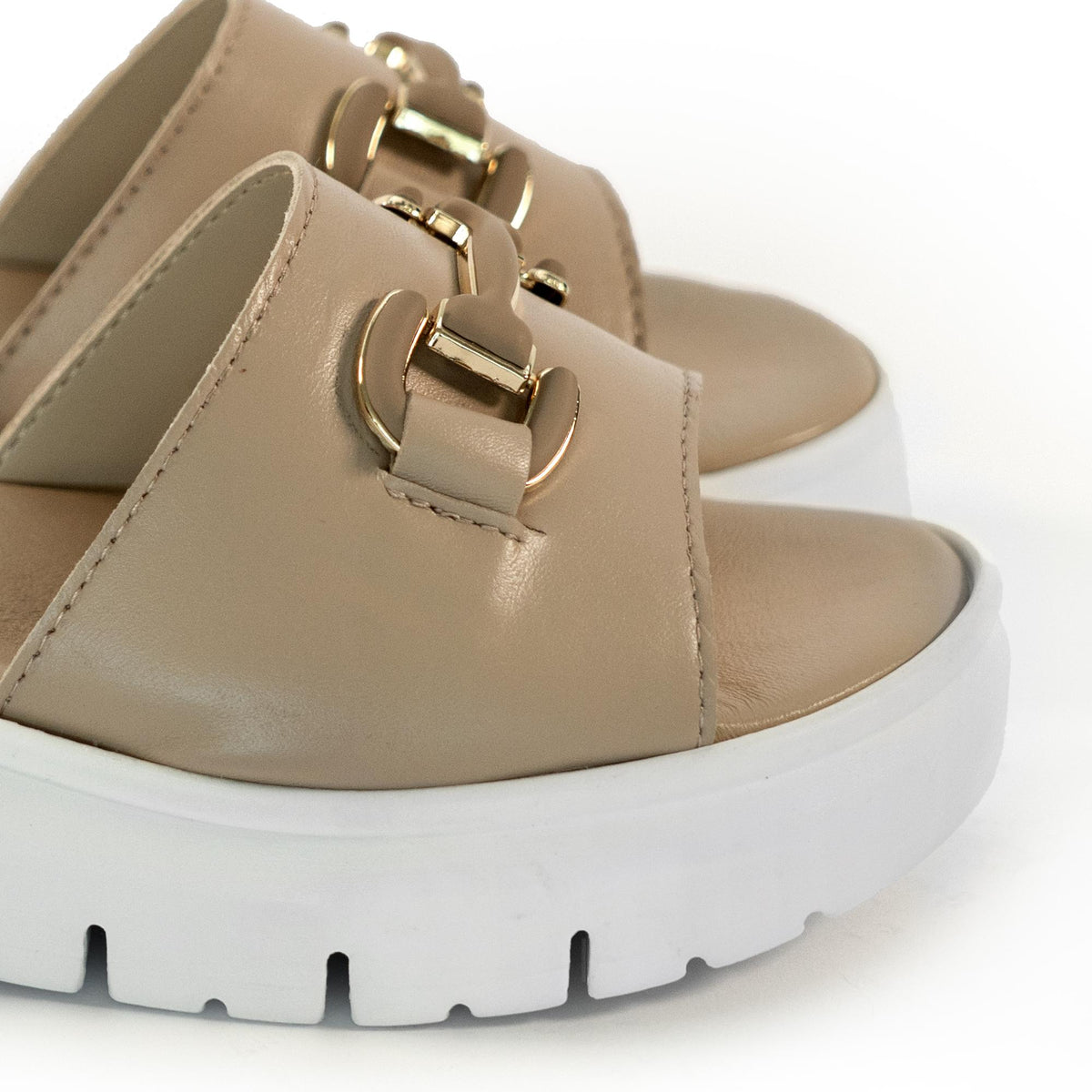 CIABATTA MORSETTO VERA PELLE BEIGE<BR/> 