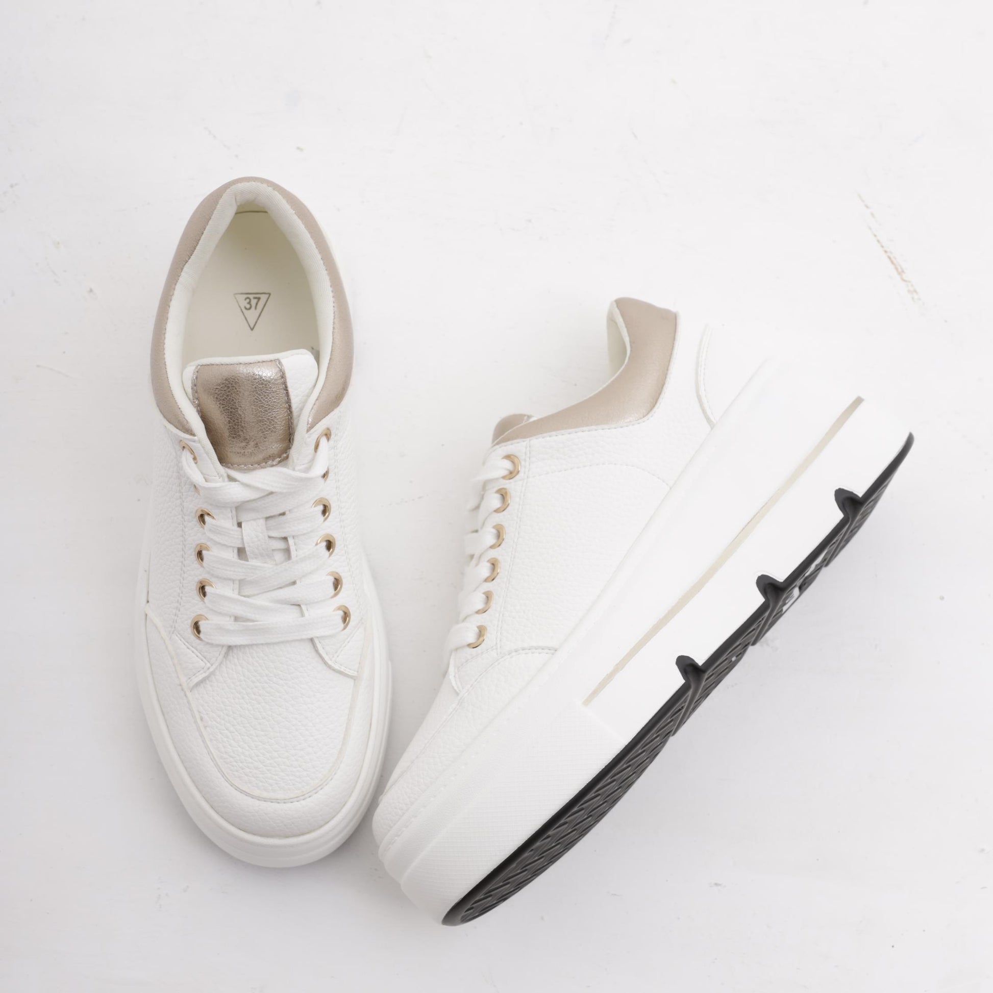 SNEAKERS FLATFORM BIANCO/PLATINO 