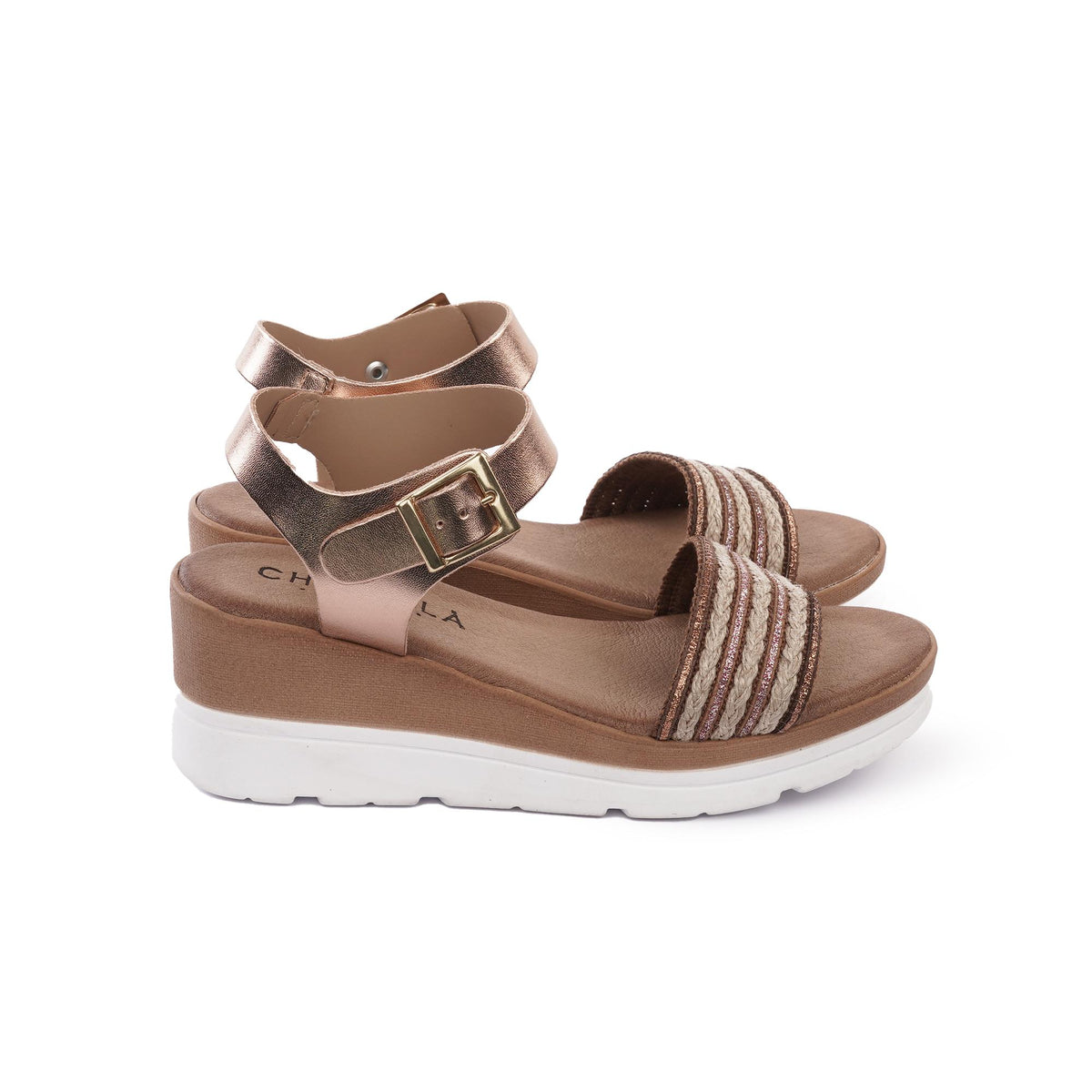 SANDALO ZEPPA FASCIA CORDA RAME<BR/><BR/> 