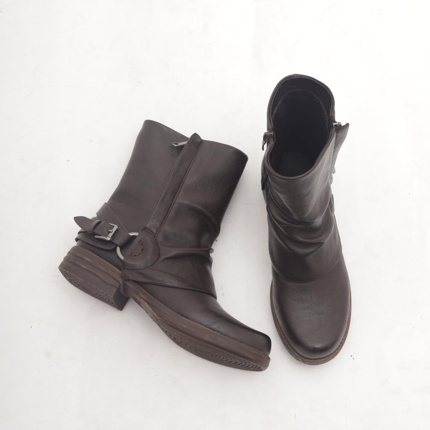 STIVALETTO RISVOLTATO CON FIBBIA E ZIP TESTA DI MORO MP2708-1PUTM CHOCOLA