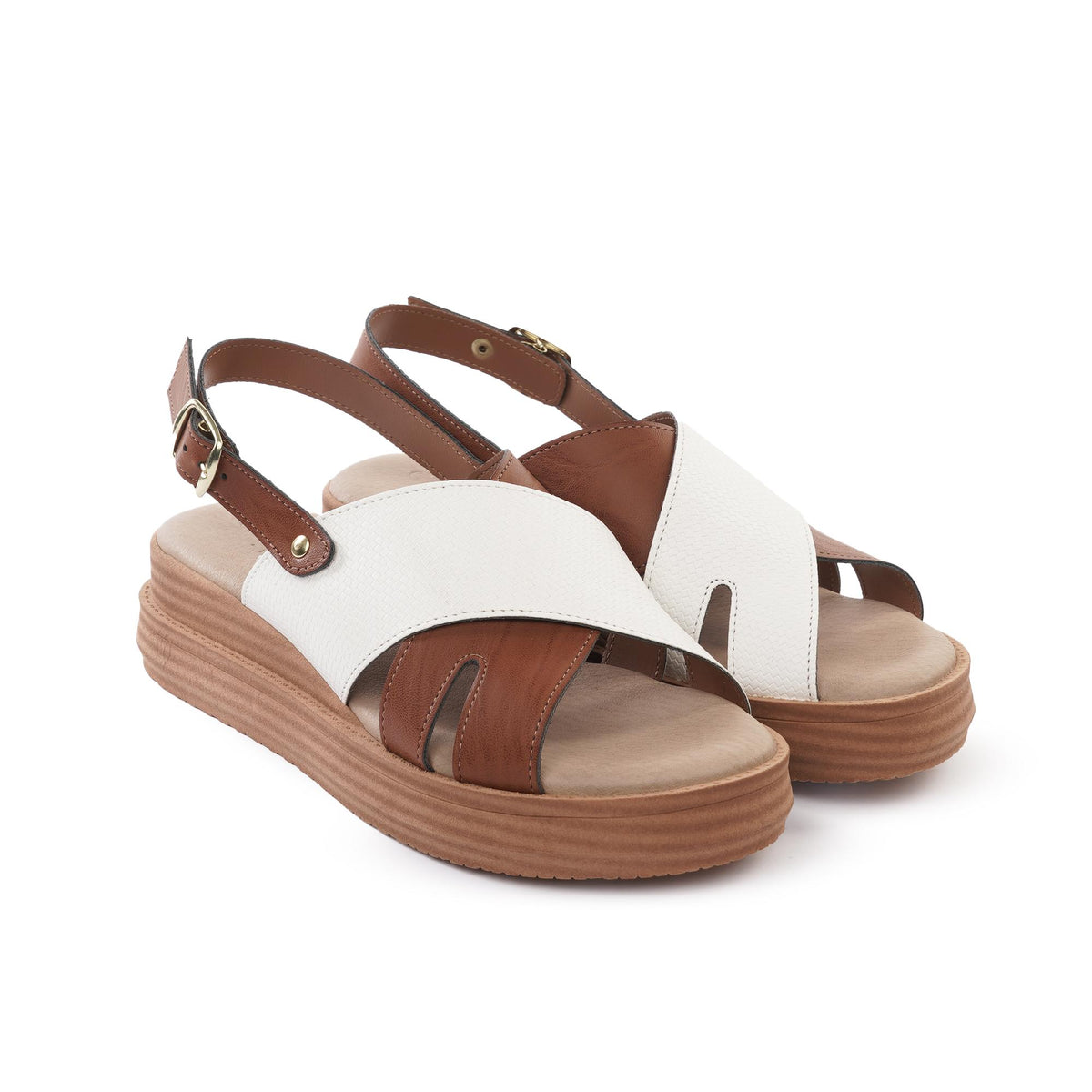 SANDALO ZEPPA FASCE INCROCIATE BICOLORE BIANCO<BR/> 