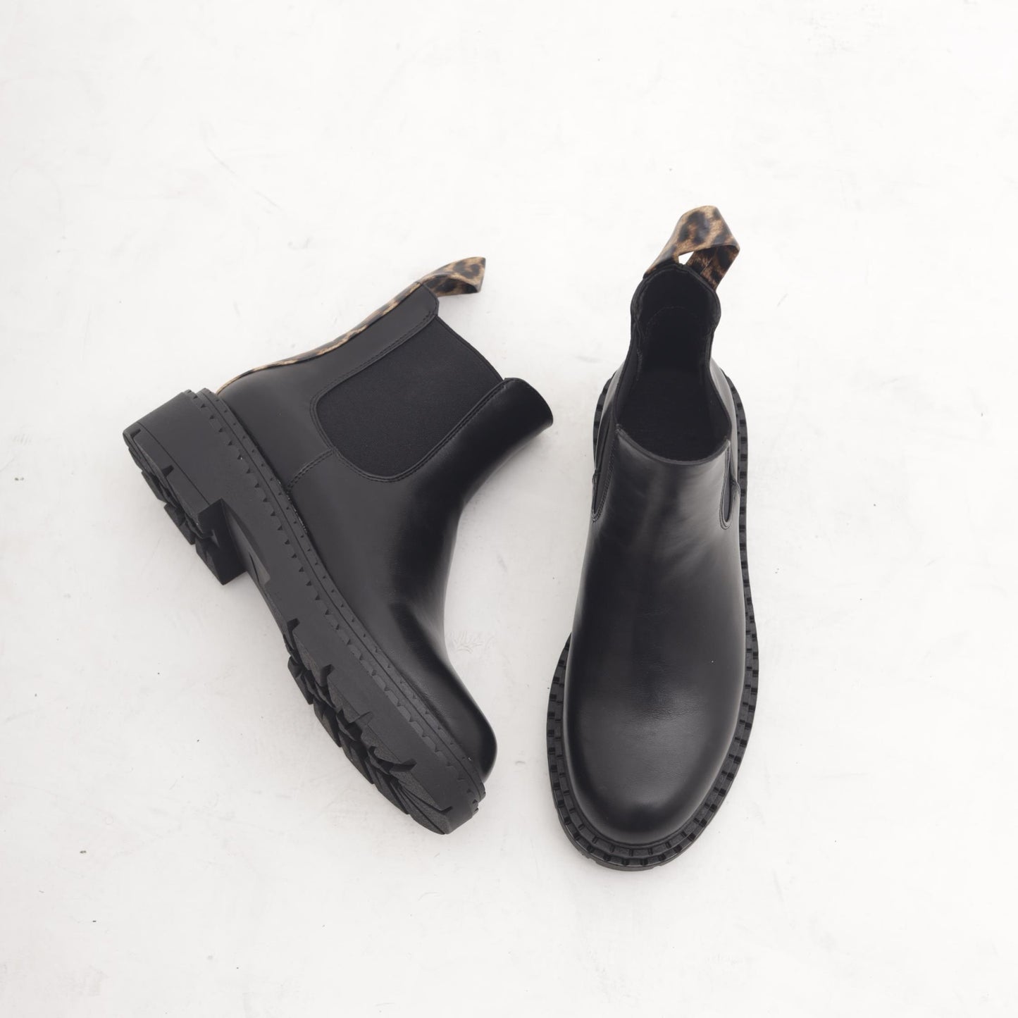 STIVALETTO CHELSEA BASSO ANIMALIER NERO 