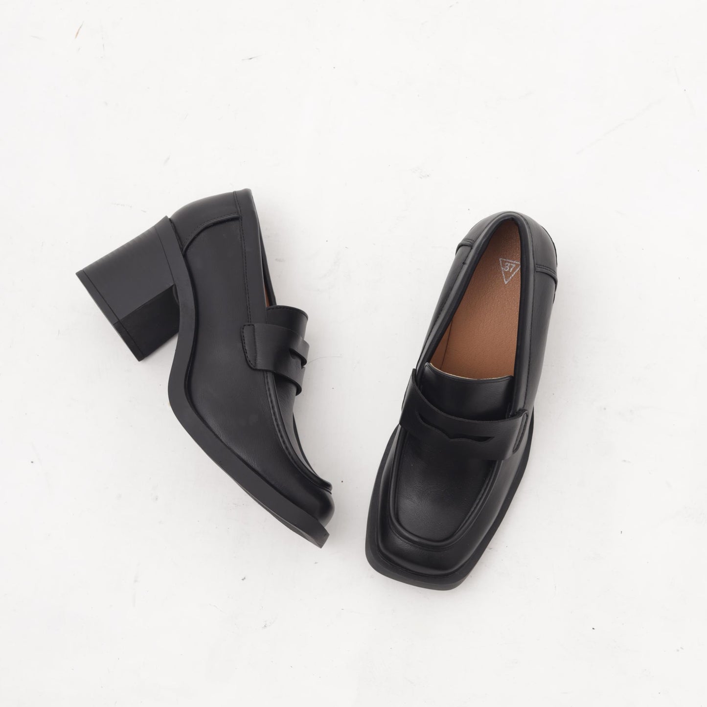 MOCASSINO QUADRATO TACCO NERO MP622PUNE CHOCOLA