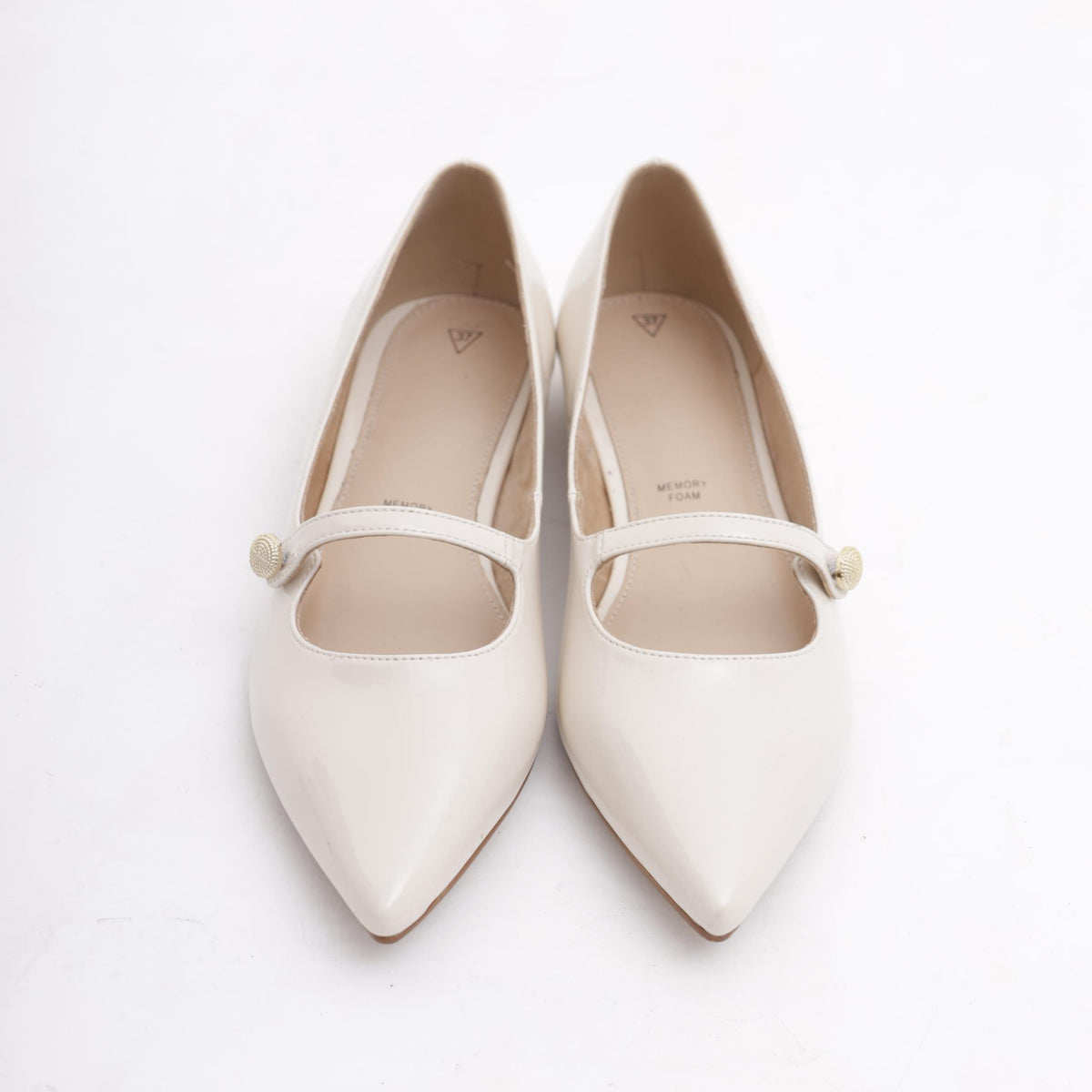 DECOLLETE' FLAT CINTURINO PANNA 