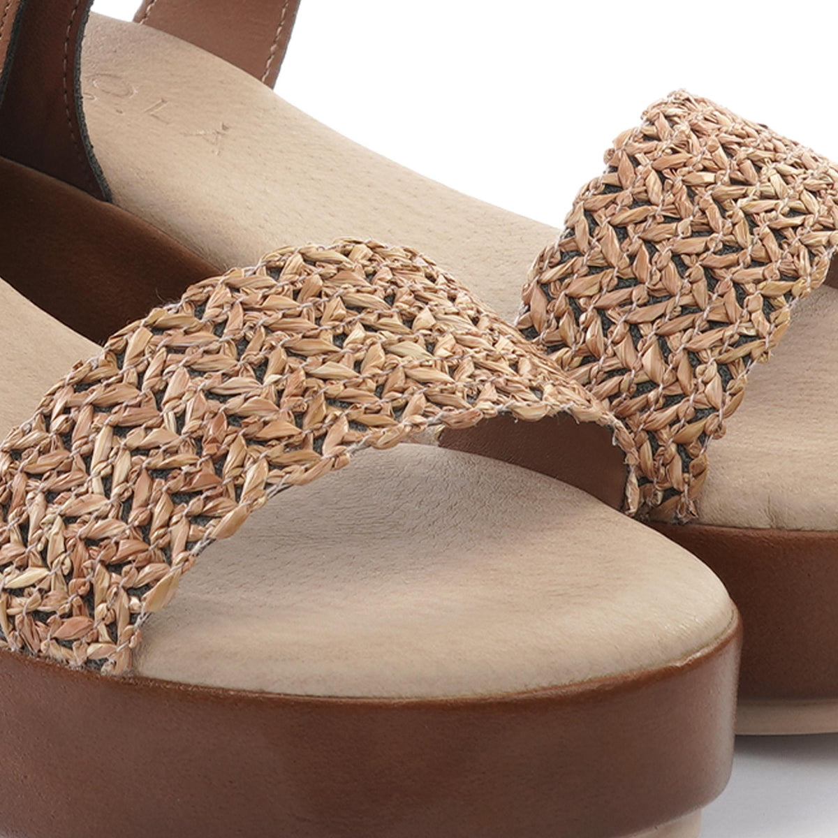 SANDALO ZEPPA FASCIA INTRECCIATA CUOIO<BR/> 