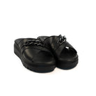 CIABATTA CATENA VERA PELLE NERO<BR/> 