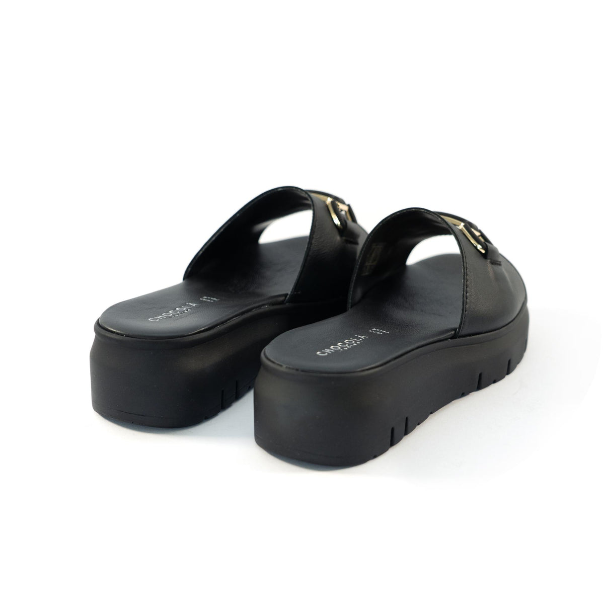 CIABATTA MORSETTO VERA PELLE NERO<BR/> 