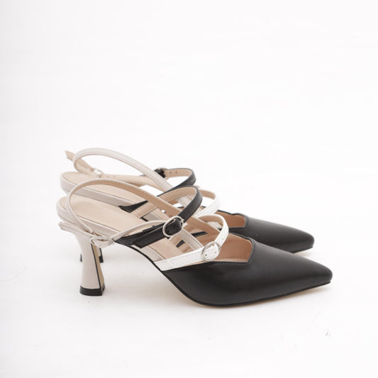 SLINGBACK CINTURINI BICOLORE NERO 