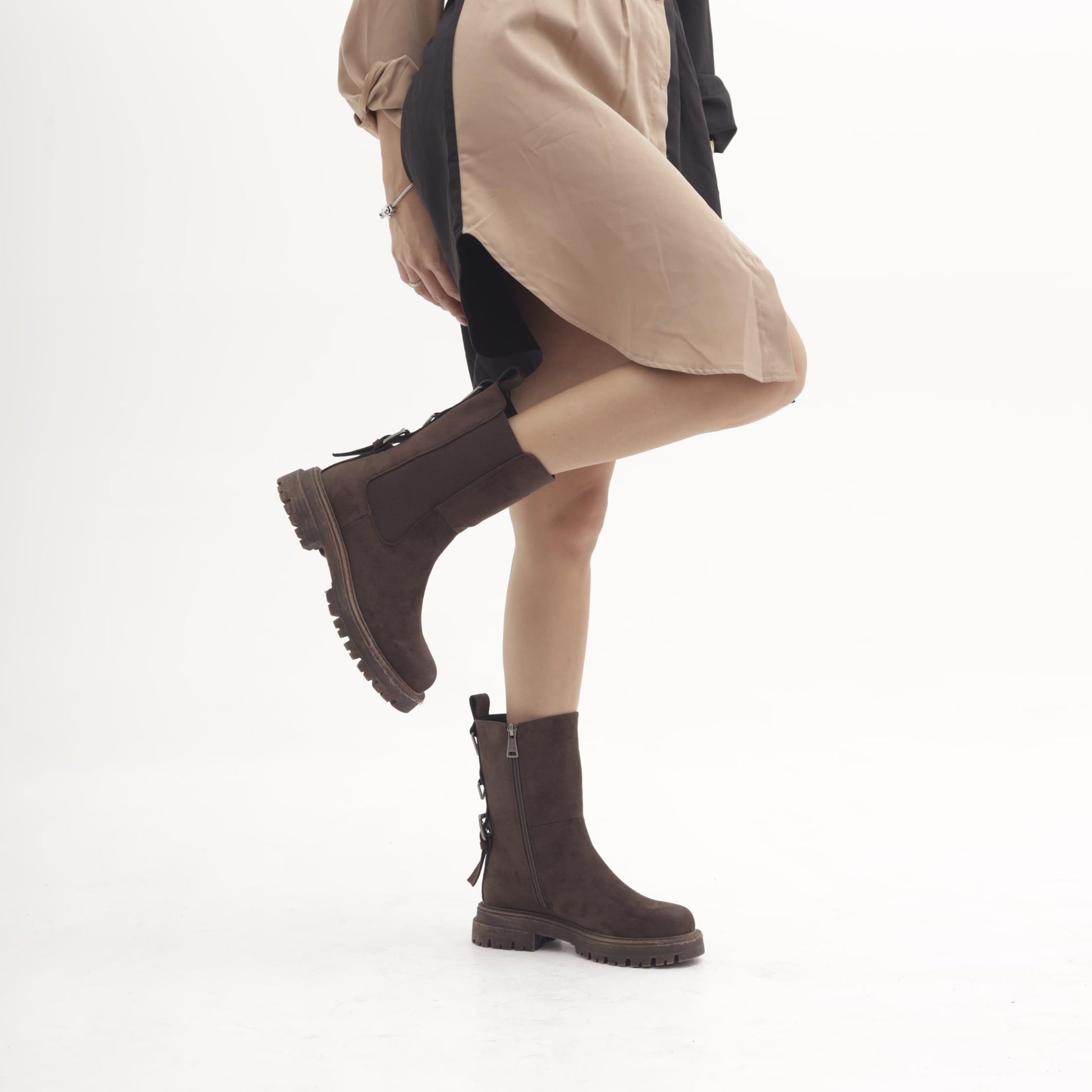 STIVALETTO ELASTICO E ZIP TESTA DI MORO<BR/> 