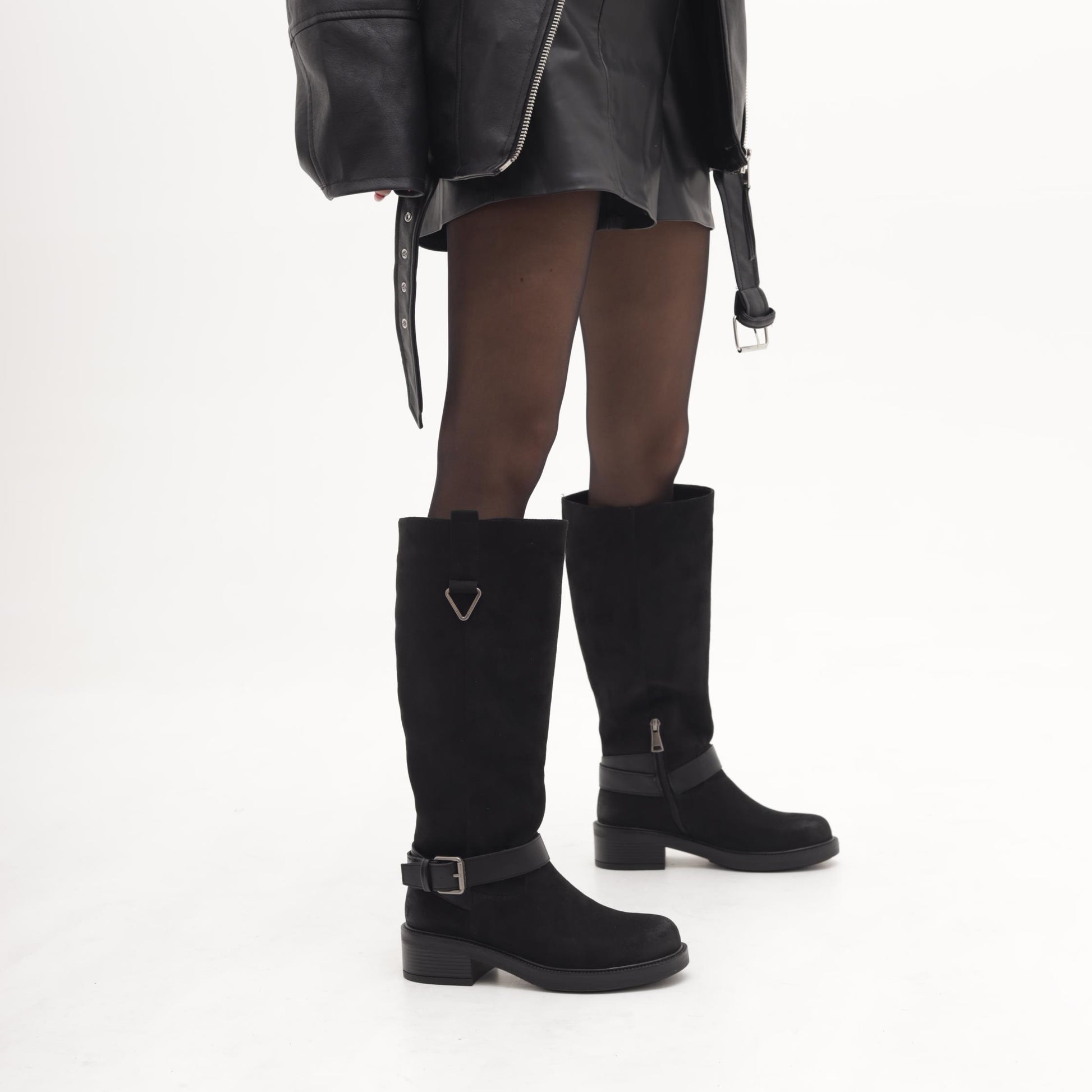STIVALE BIKER CINTURINO NERO 