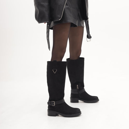 STIVALE BIKER CINTURINO NERO 