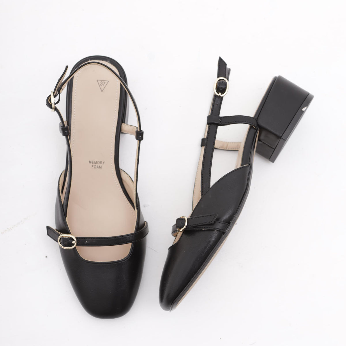SLINGBACK BASSA CINTURINO NERO 