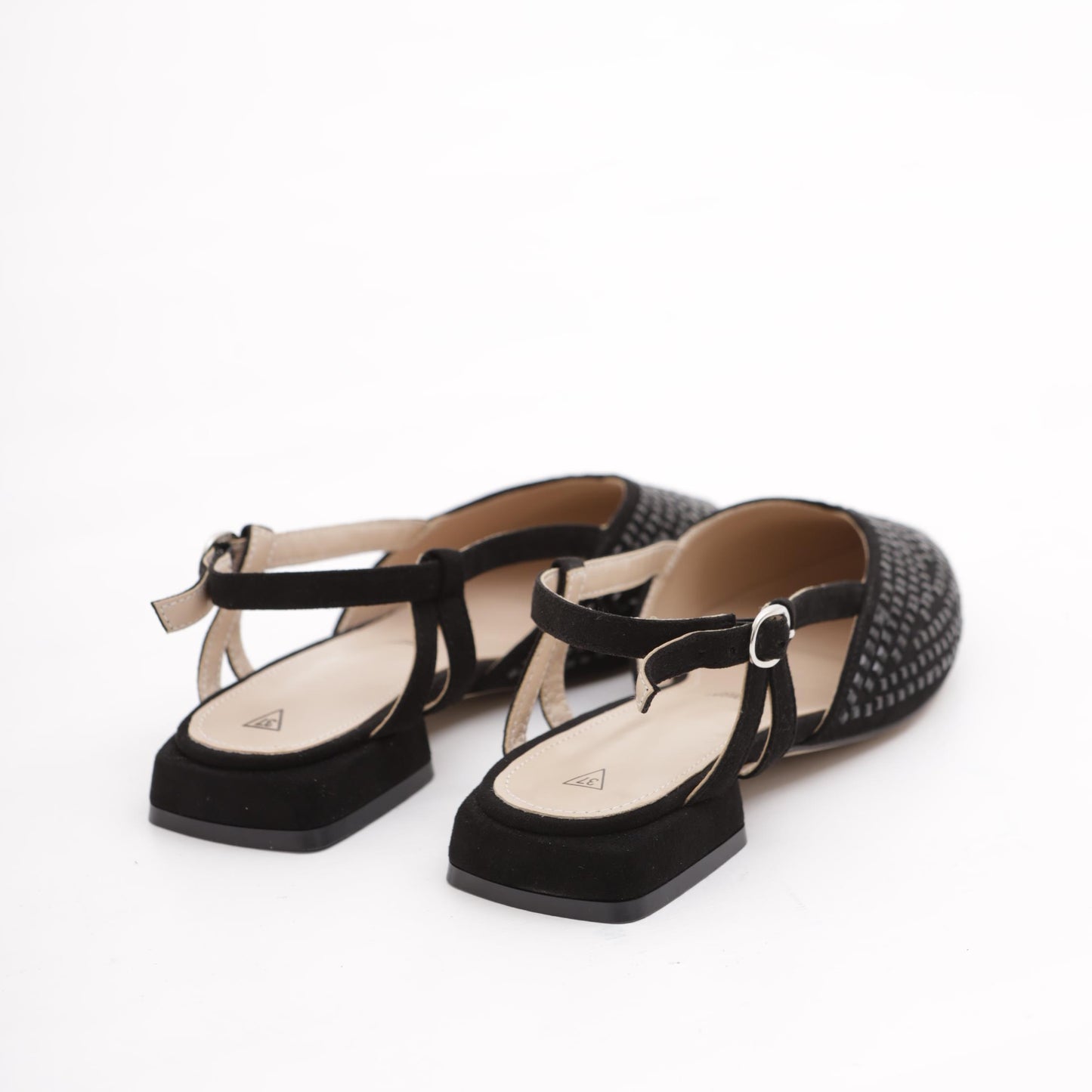 SLINGBACK FLAT GLITTER NERO 