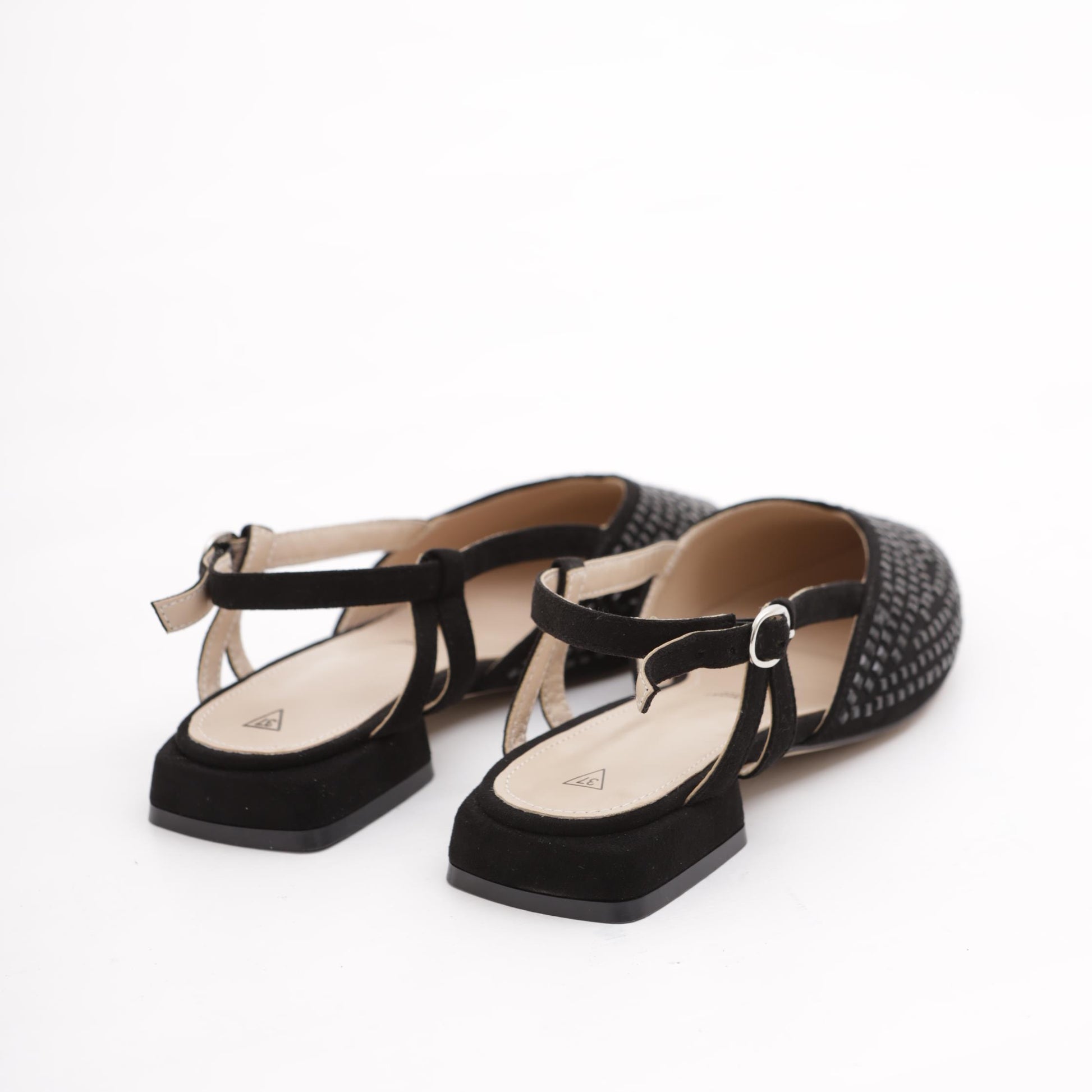 SLINGBACK FLAT GLITTER NERO 