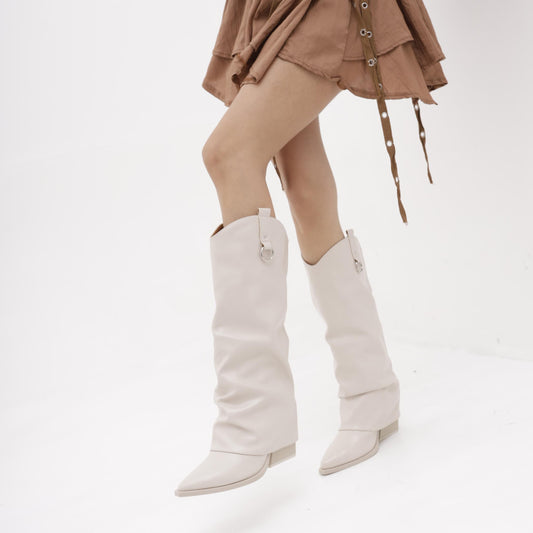 TEXANO ALTO RISVOLTATO PANNA<BR/> 