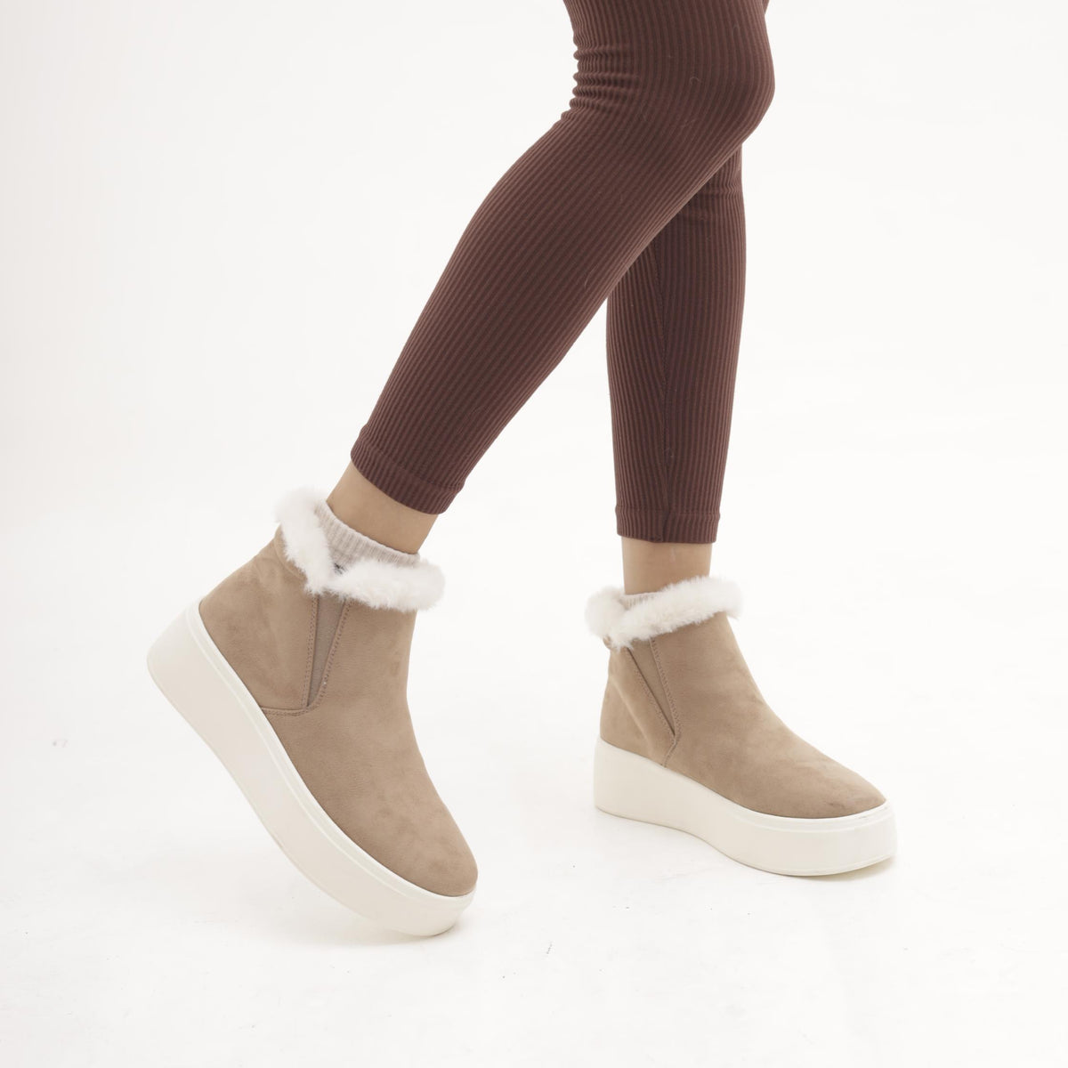 STIVALETTO SNEAKERS PLATFORM TAUPE 