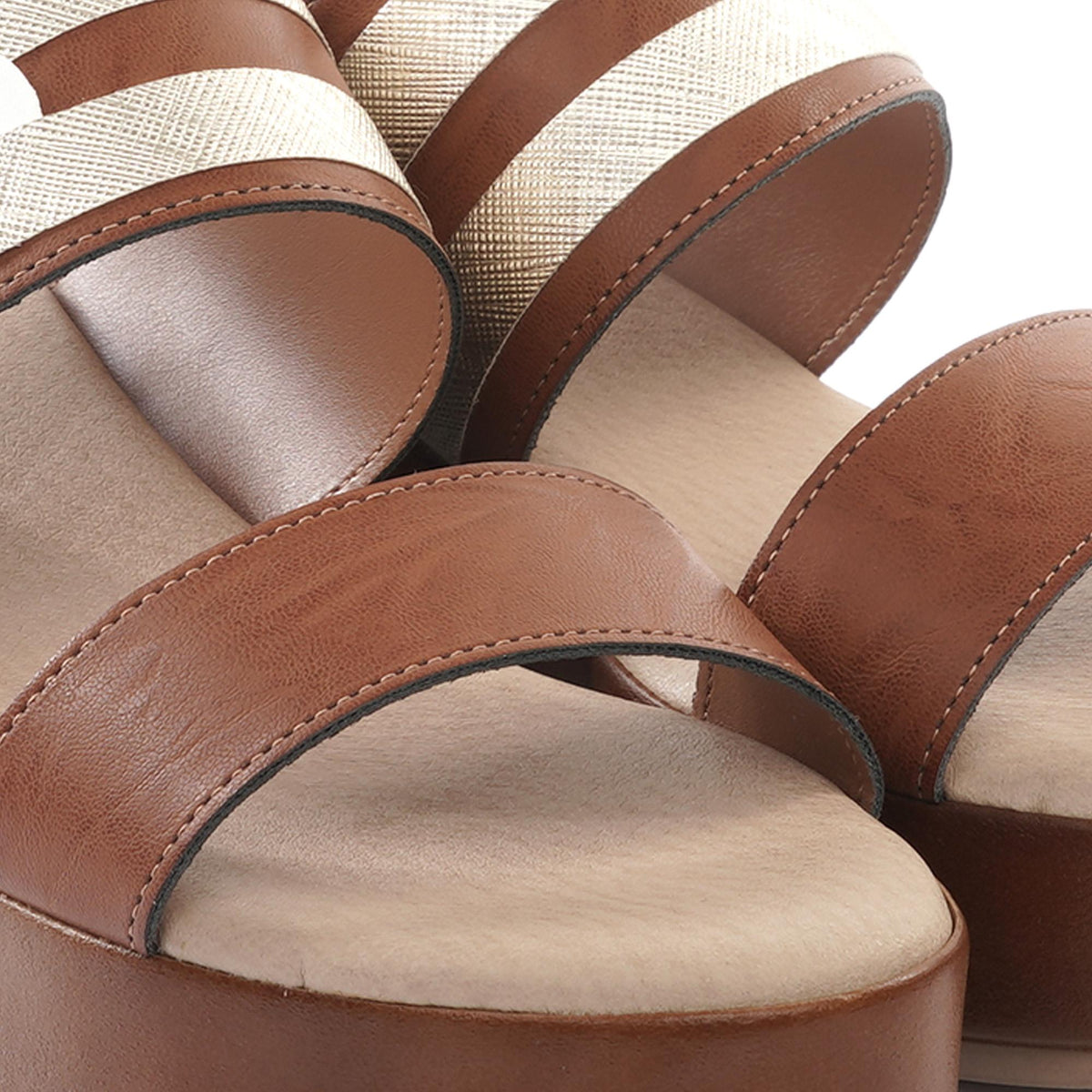 SANDALO ZEPPA DOPPIA FASCIA CUOIO<BR/> 