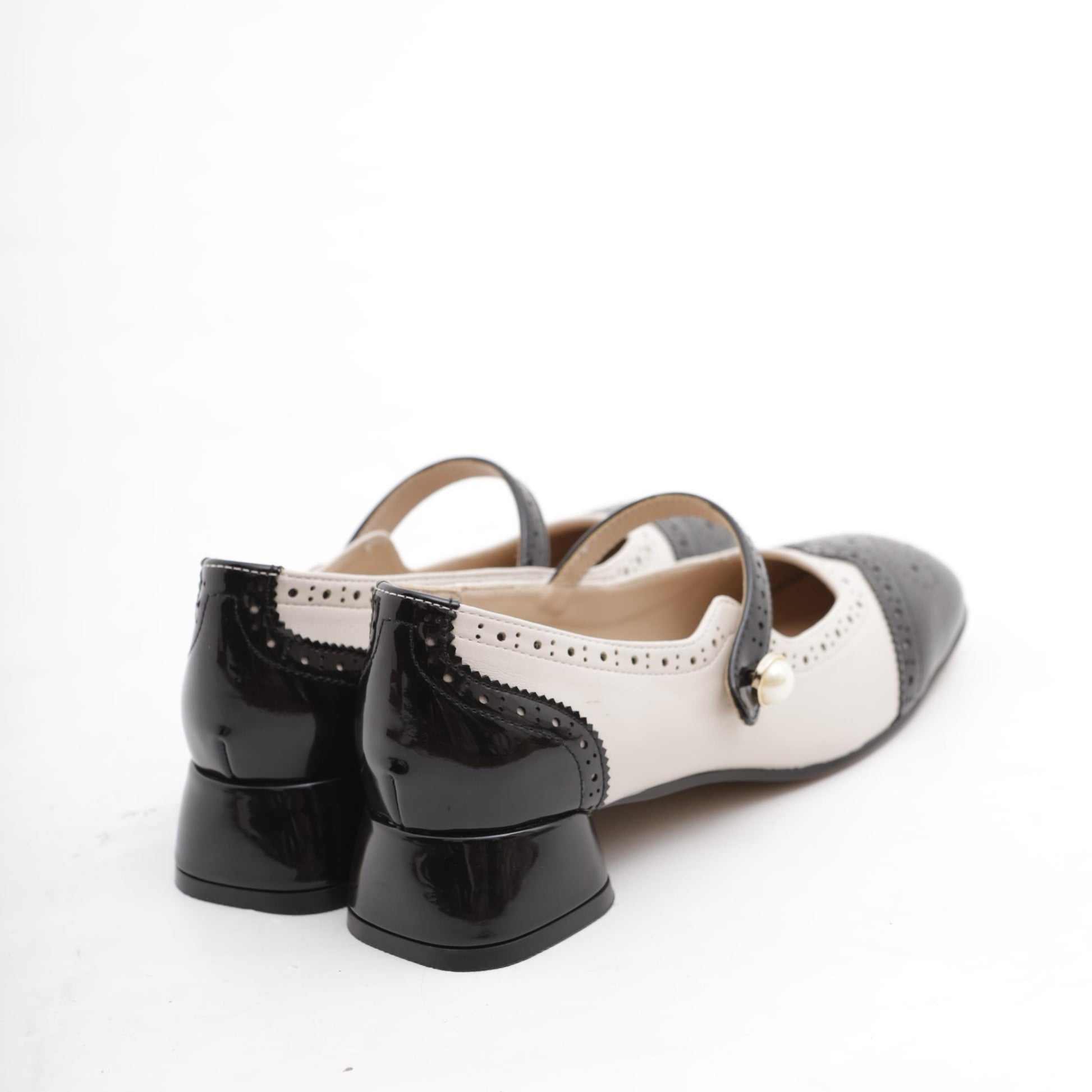 DECOLLETE' BROGUE BICOLORE NERO 