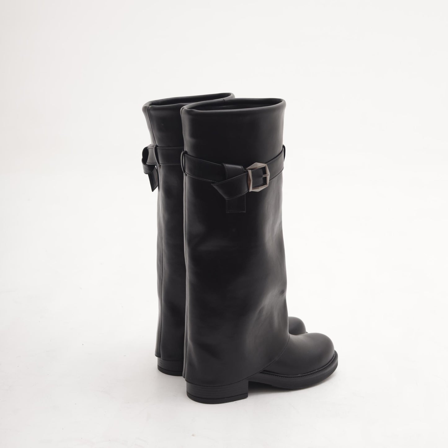 STIVALE BIKER ALTO RISVOLTATO NERO 