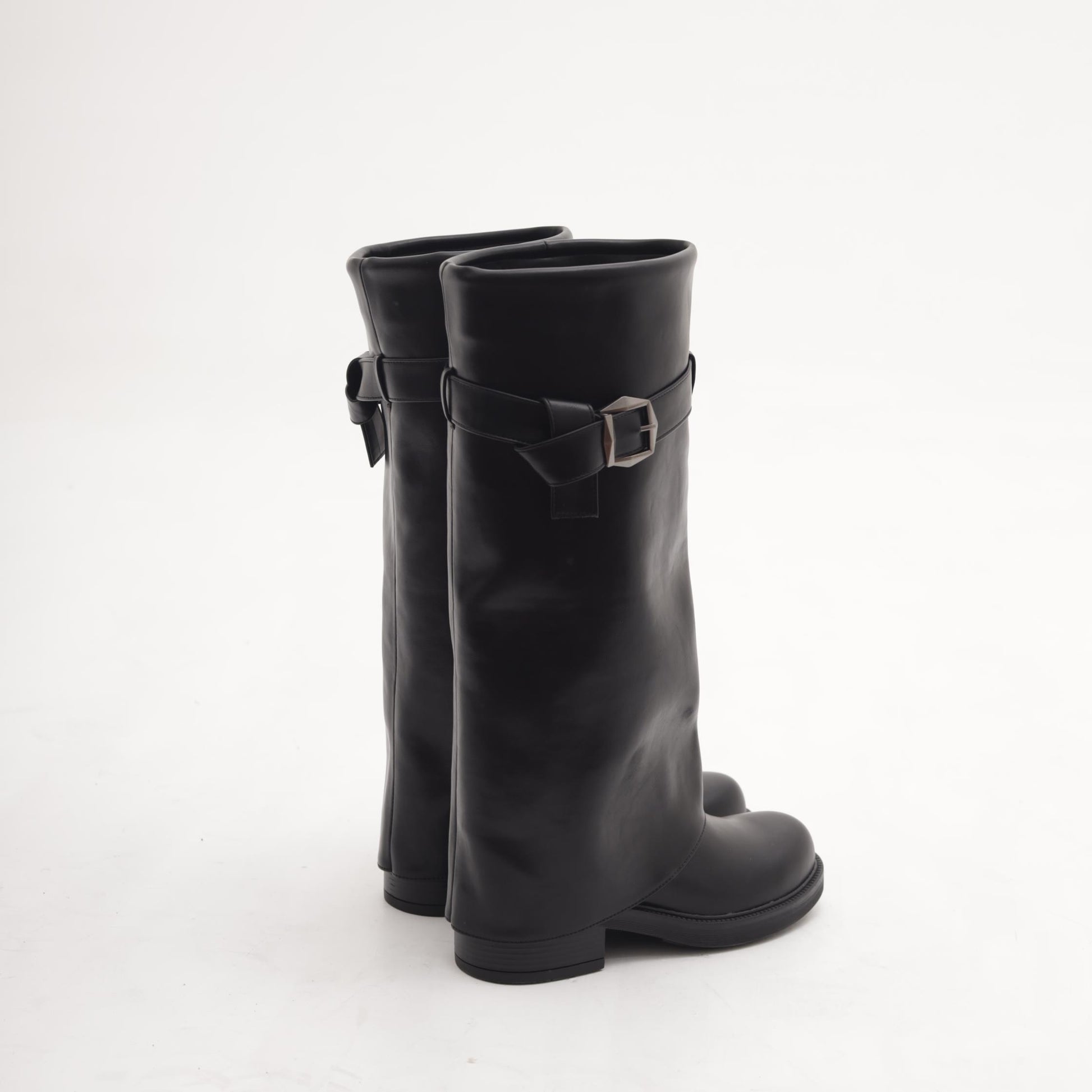 STIVALE BIKER ALTO RISVOLTATO NERO 