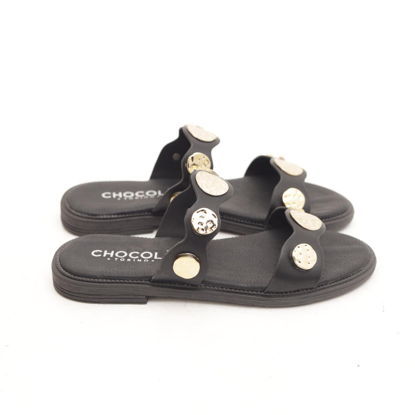 SANDALO FLAT MONETE NERO 